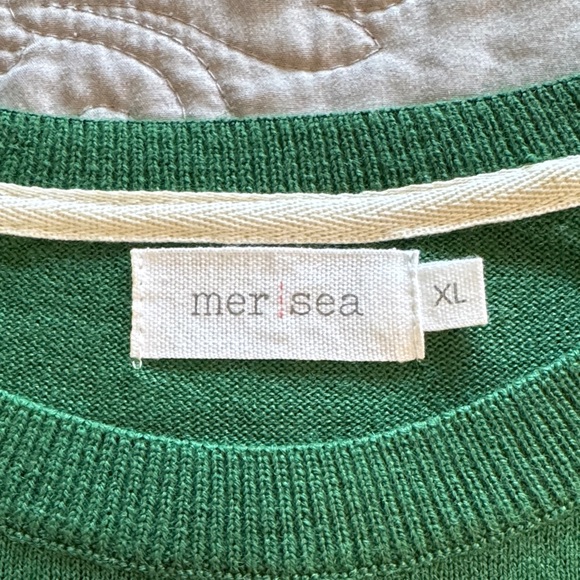 Mer Sea Court Green & White Striped Short Sleeve Crew Neck Sweater size XL - Picture 7 of 12